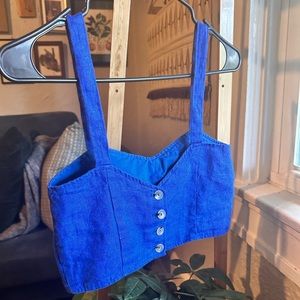 Paloma Wool linen crop top in cobalt blue size 34 - good used condition